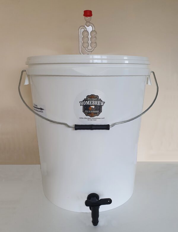 Fermenting Bucket & Lid (unbranded 33L with tap & airlock fitted